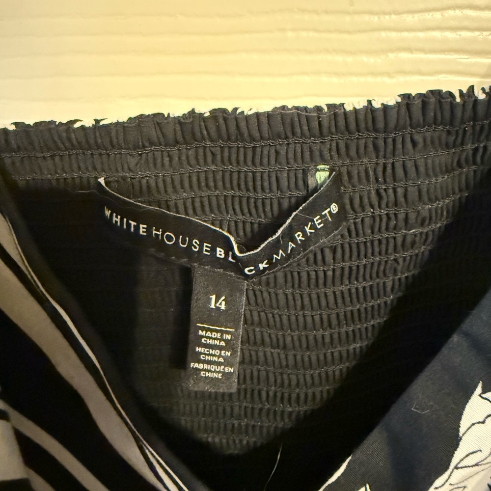 White House Black Market Striped Floral Wrap Top - Picture 2 of 3
